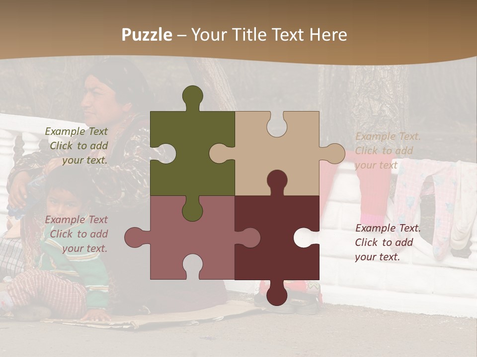 A Woman Sitting On A Bench With A Child PowerPoint Template