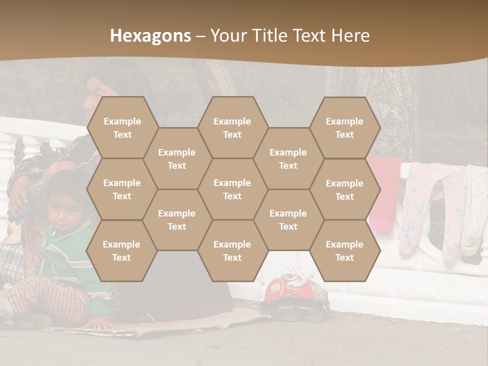 A Woman Sitting On A Bench With A Child PowerPoint Template