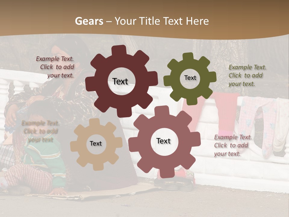 A Woman Sitting On A Bench With A Child PowerPoint Template