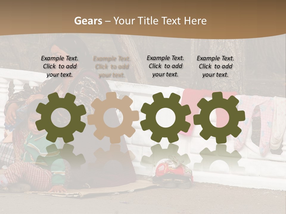 A Woman Sitting On A Bench With A Child PowerPoint Template