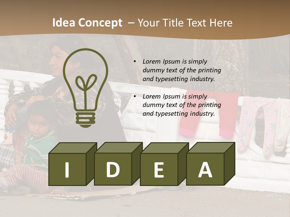 A Woman Sitting On A Bench With A Child PowerPoint Template