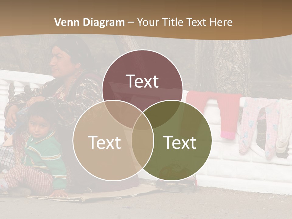 A Woman Sitting On A Bench With A Child PowerPoint Template