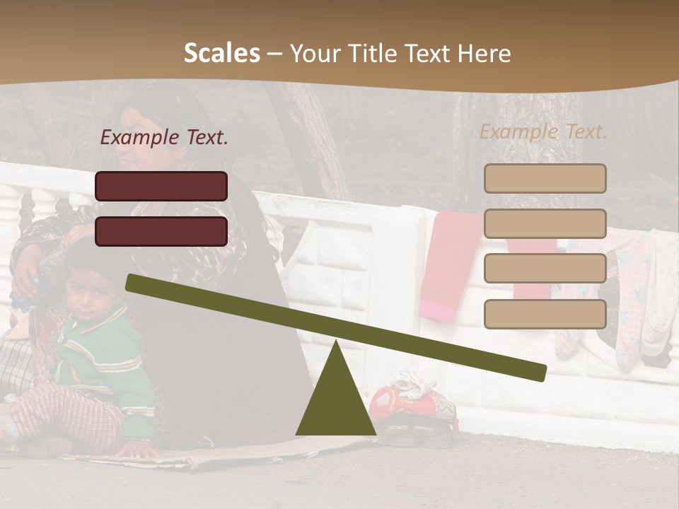 A Woman Sitting On A Bench With A Child PowerPoint Template