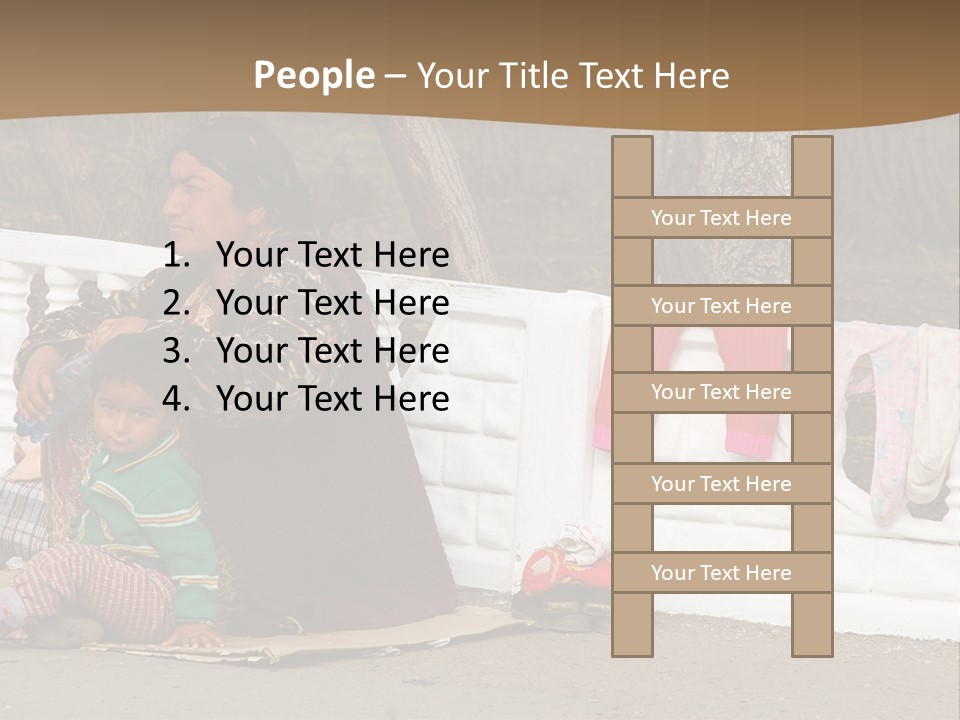 A Woman Sitting On A Bench With A Child PowerPoint Template