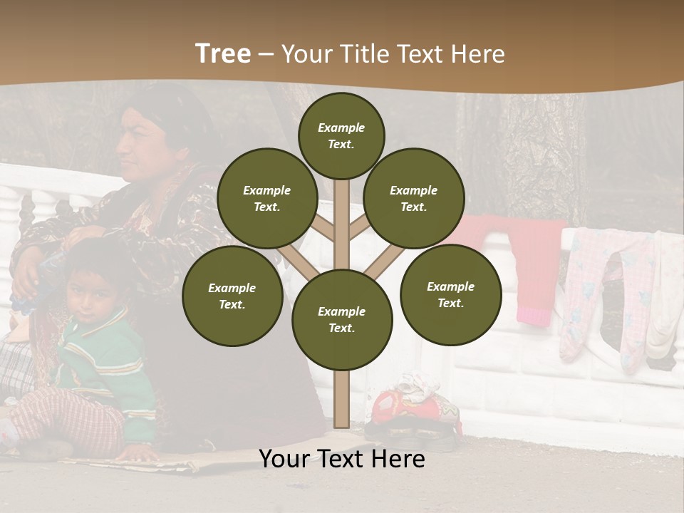 A Woman Sitting On A Bench With A Child PowerPoint Template