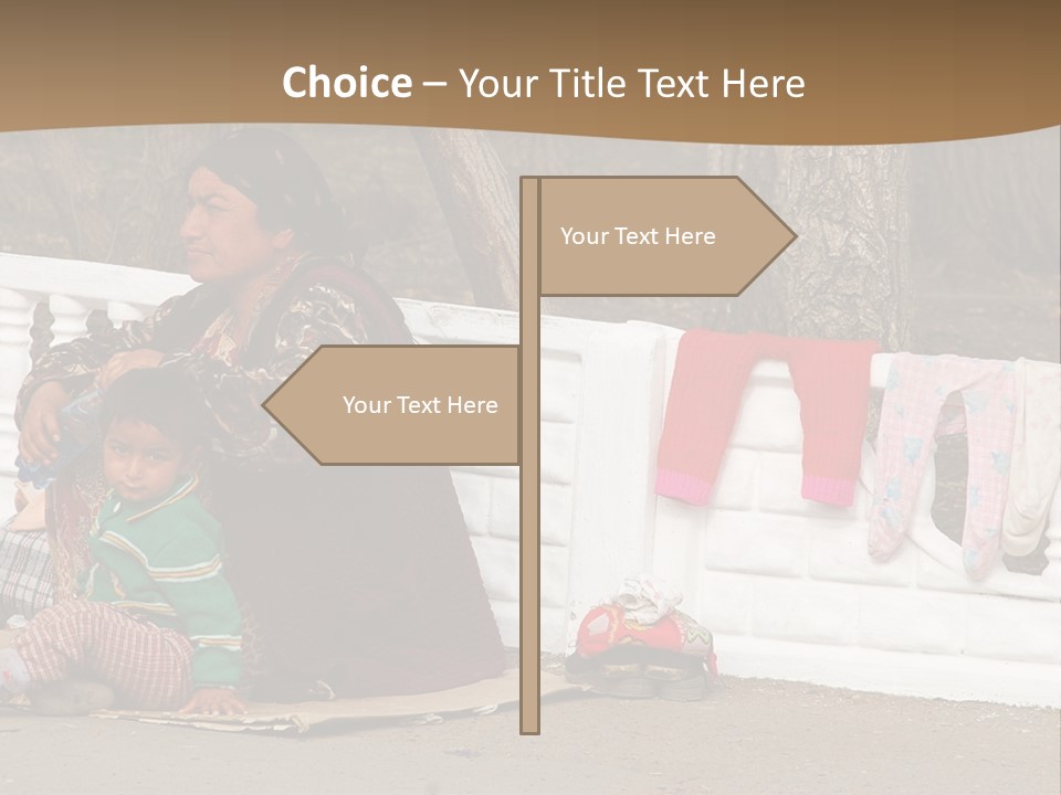 A Woman Sitting On A Bench With A Child PowerPoint Template