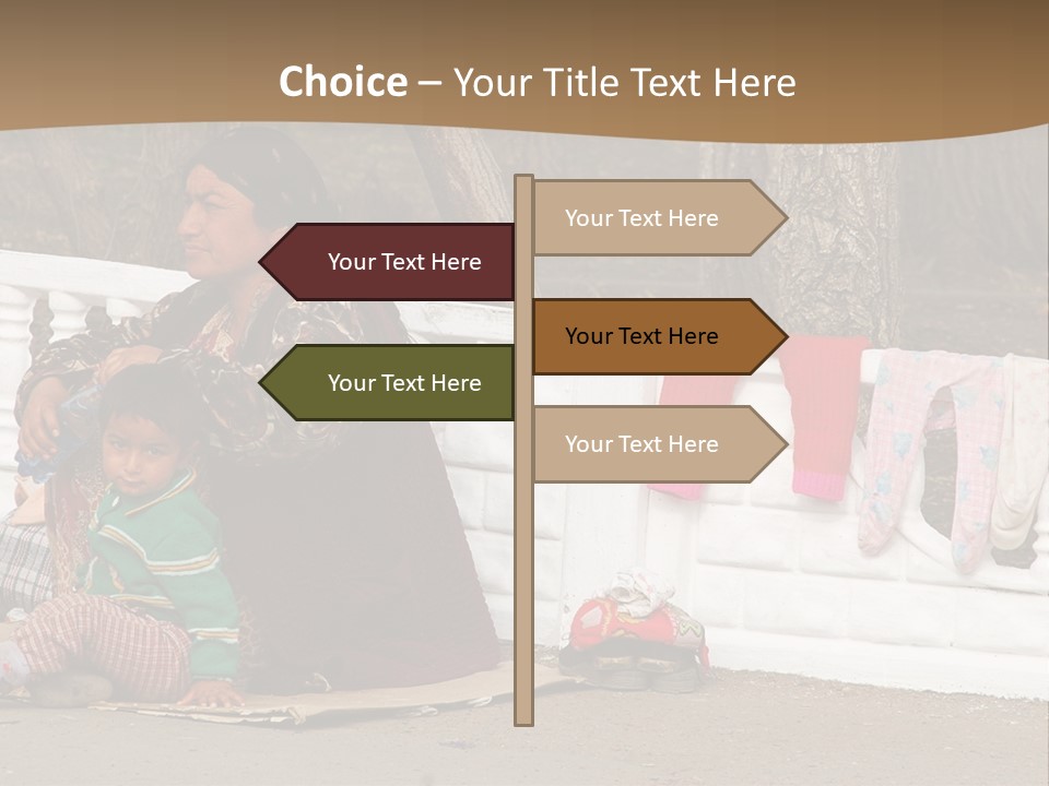 A Woman Sitting On A Bench With A Child PowerPoint Template