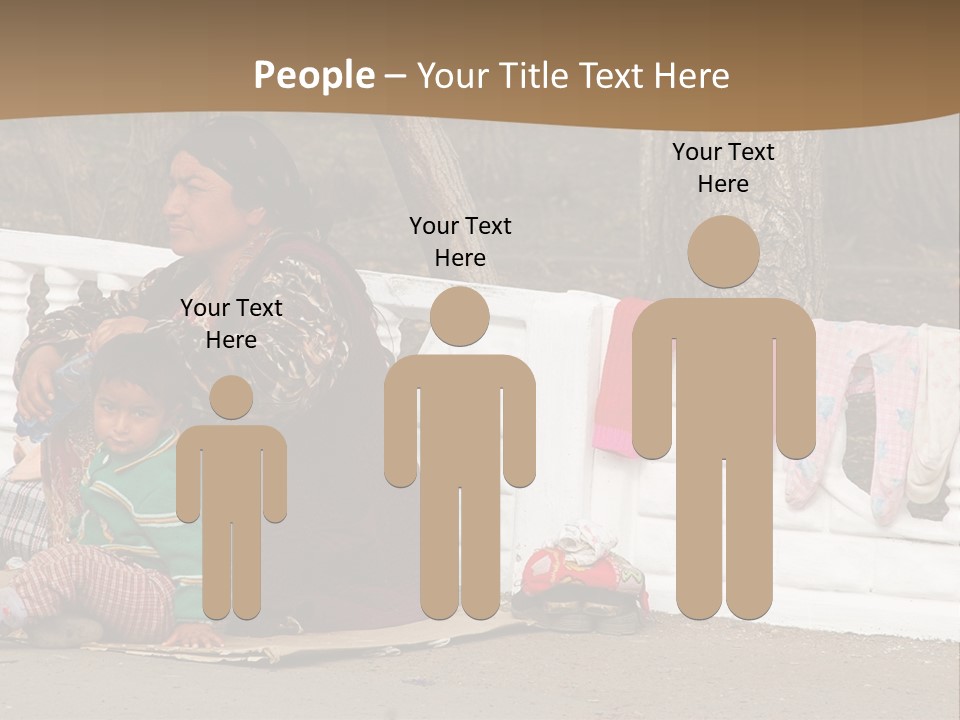 A Woman Sitting On A Bench With A Child PowerPoint Template