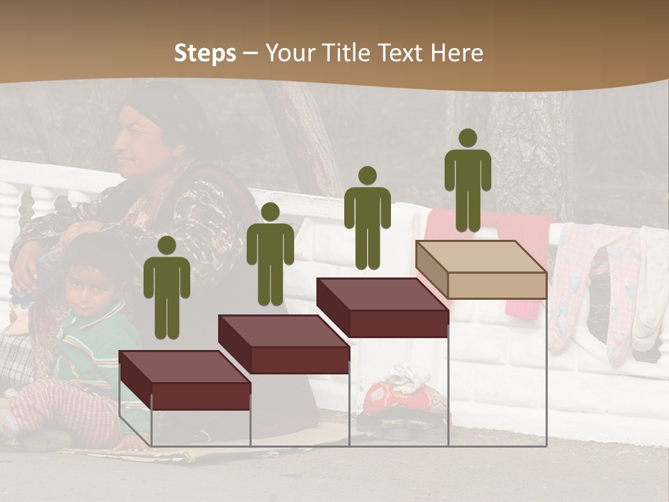 A Woman Sitting On A Bench With A Child PowerPoint Template