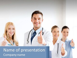 A Group Of Doctors Giving Thumbs Up PowerPoint Template