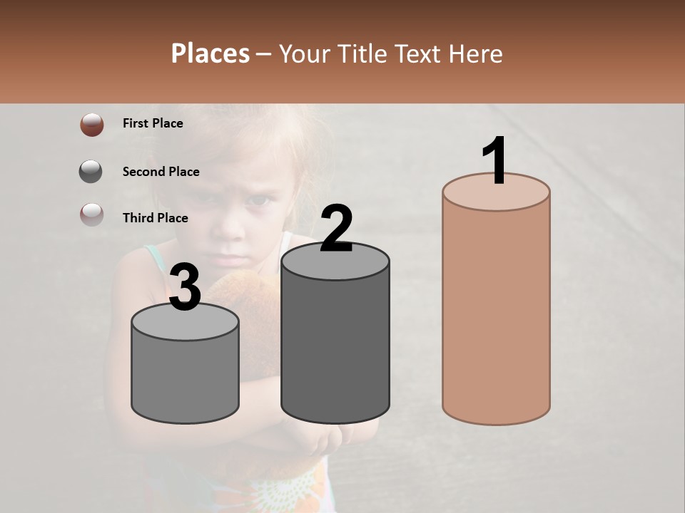 A Little Girl Holding A Teddy Bear In Her Arms PowerPoint Template