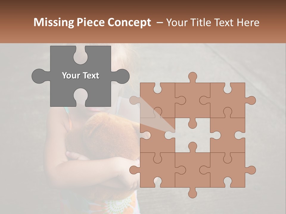 A Little Girl Holding A Teddy Bear In Her Arms PowerPoint Template