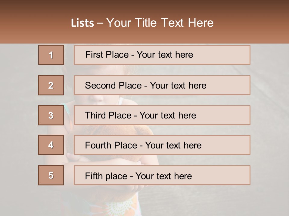 A Little Girl Holding A Teddy Bear In Her Arms PowerPoint Template