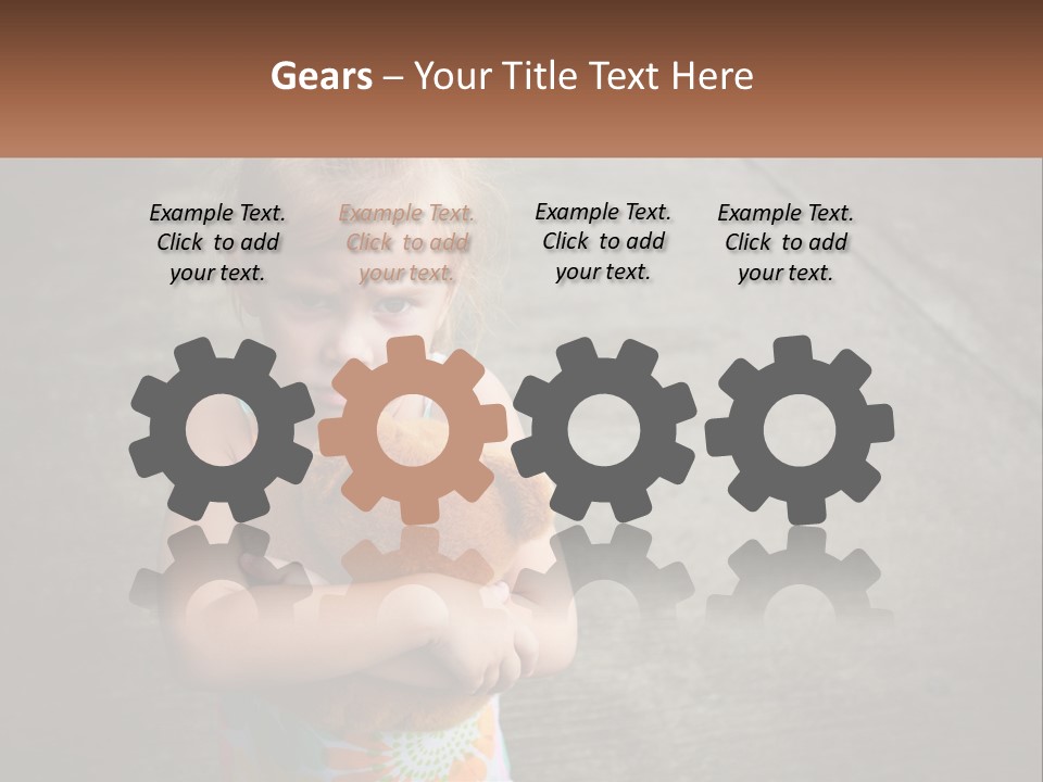 A Little Girl Holding A Teddy Bear In Her Arms PowerPoint Template