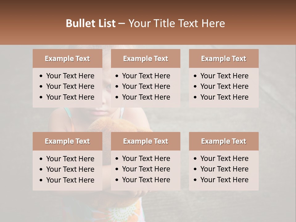 A Little Girl Holding A Teddy Bear In Her Arms PowerPoint Template