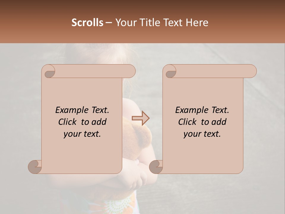 A Little Girl Holding A Teddy Bear In Her Arms PowerPoint Template