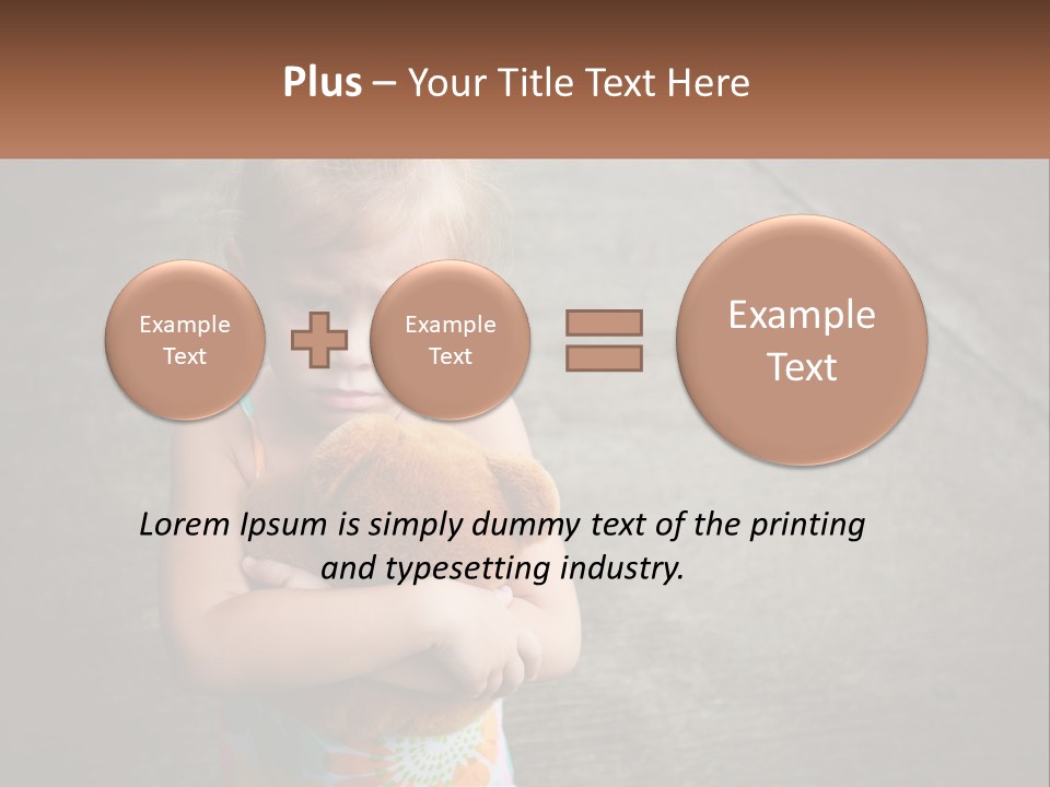 A Little Girl Holding A Teddy Bear In Her Arms PowerPoint Template