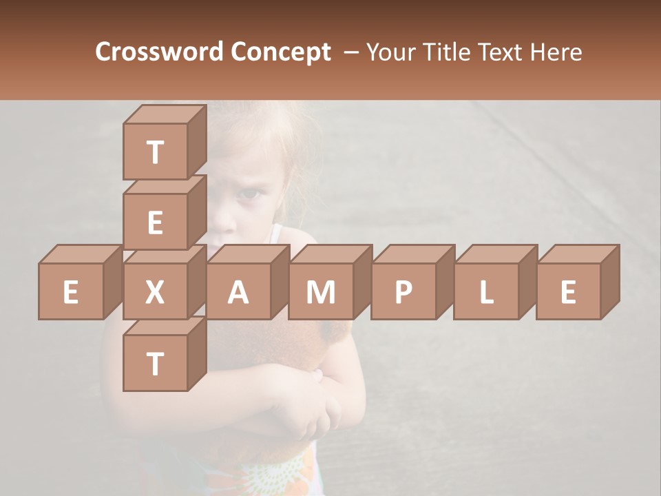 A Little Girl Holding A Teddy Bear In Her Arms PowerPoint Template