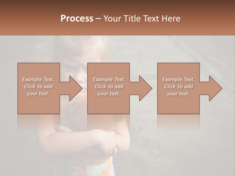 A Little Girl Holding A Teddy Bear In Her Arms PowerPoint Template