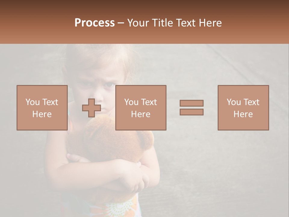 A Little Girl Holding A Teddy Bear In Her Arms PowerPoint Template