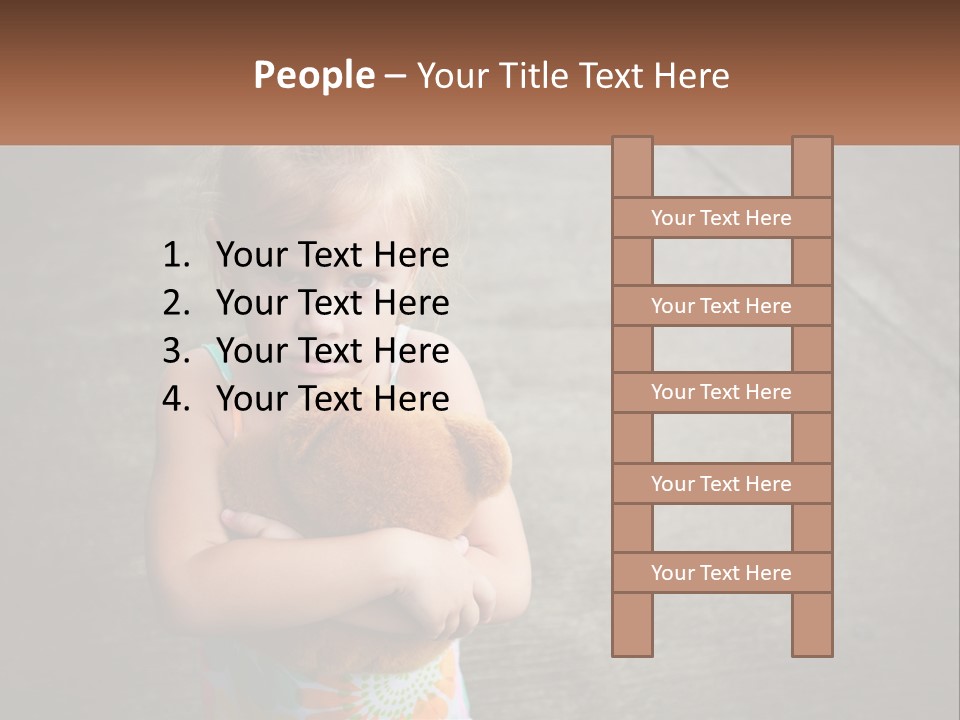 A Little Girl Holding A Teddy Bear In Her Arms PowerPoint Template