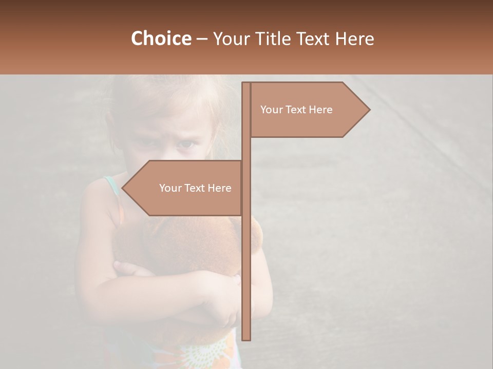 A Little Girl Holding A Teddy Bear In Her Arms PowerPoint Template