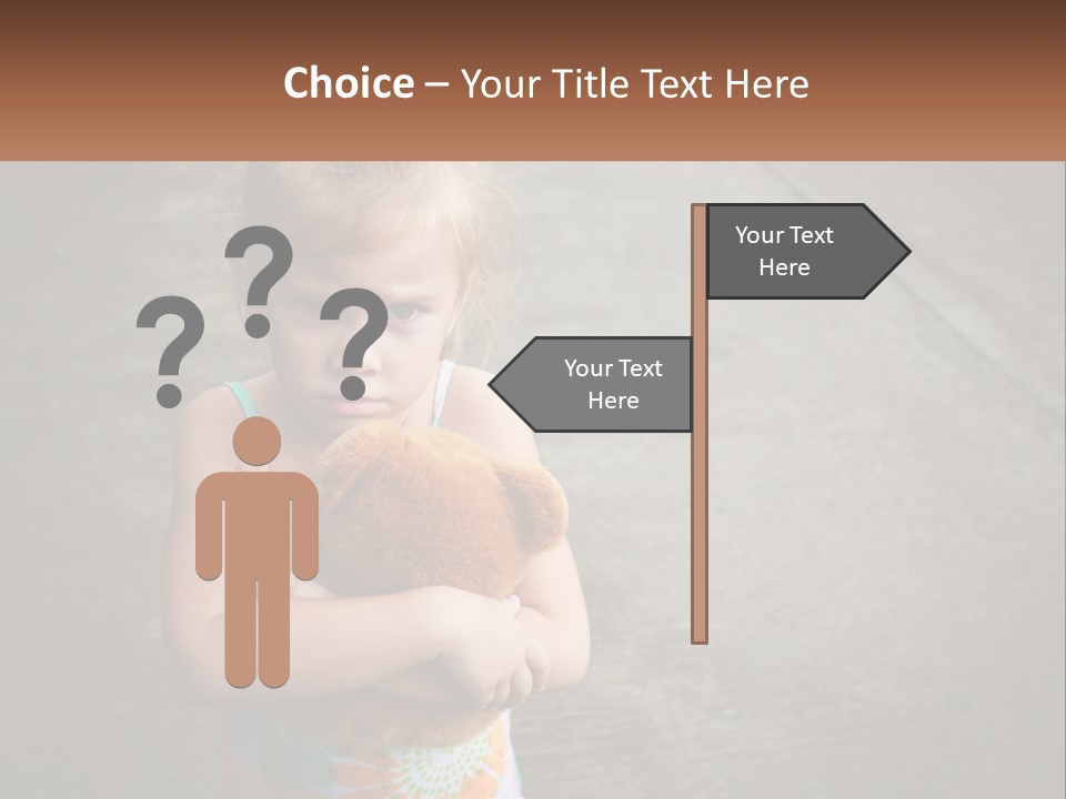 A Little Girl Holding A Teddy Bear In Her Arms PowerPoint Template