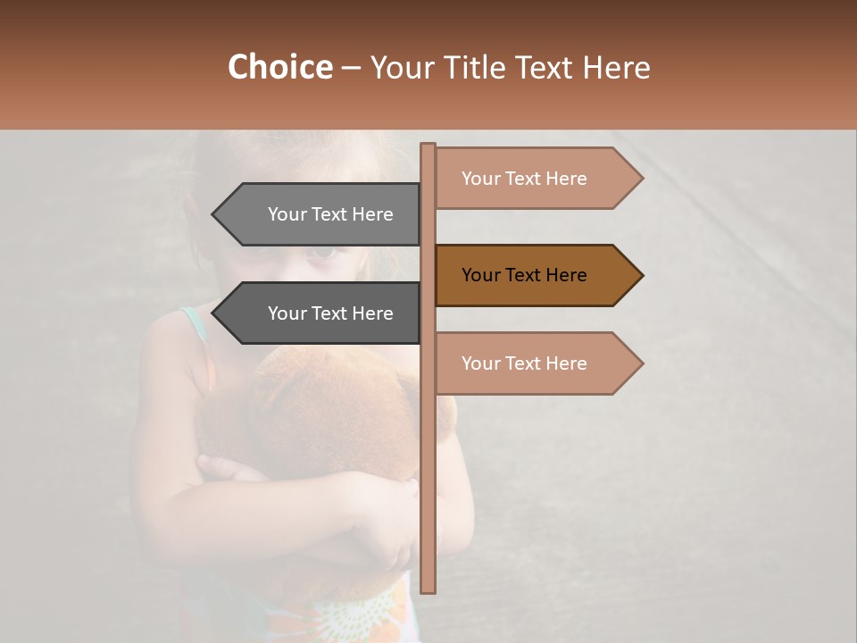 A Little Girl Holding A Teddy Bear In Her Arms PowerPoint Template