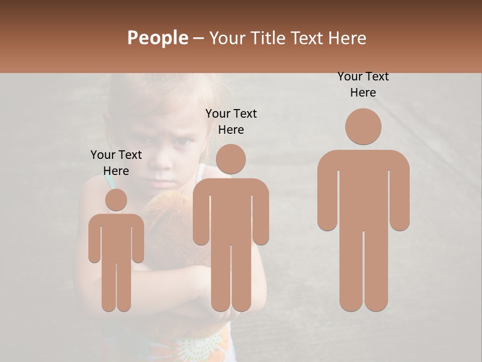 A Little Girl Holding A Teddy Bear In Her Arms PowerPoint Template