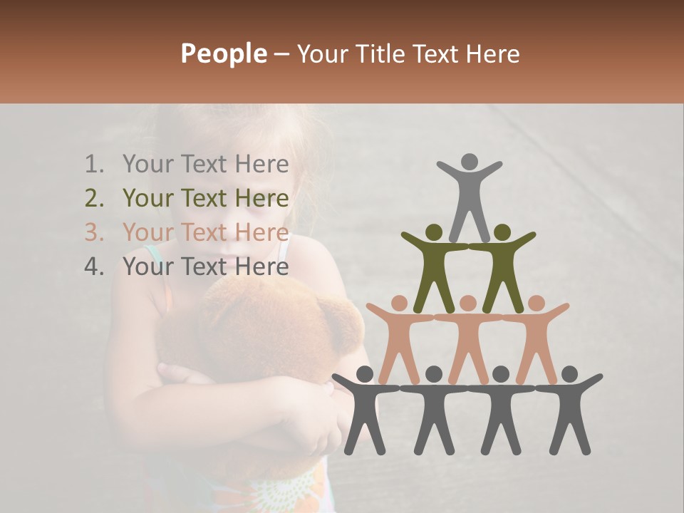 A Little Girl Holding A Teddy Bear In Her Arms PowerPoint Template