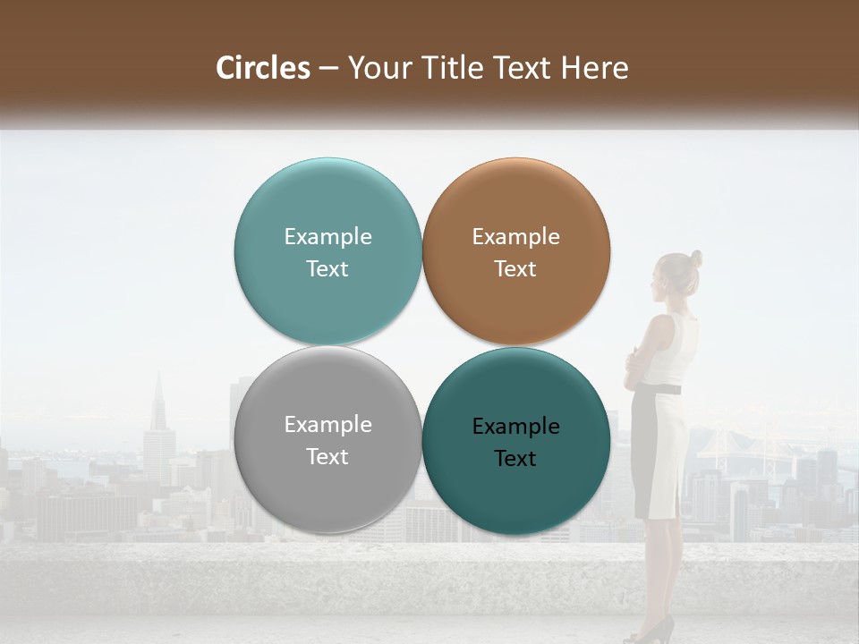 A Woman Standing On A Ledge In Front Of A City PowerPoint Template