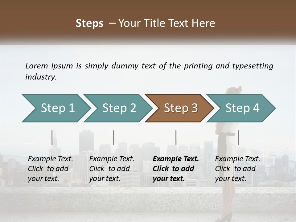 A Woman Standing On A Ledge In Front Of A City PowerPoint Template