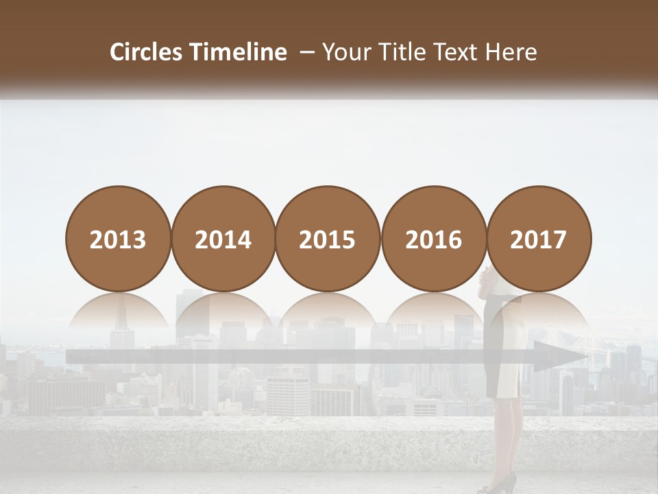 A Woman Standing On A Ledge In Front Of A City PowerPoint Template