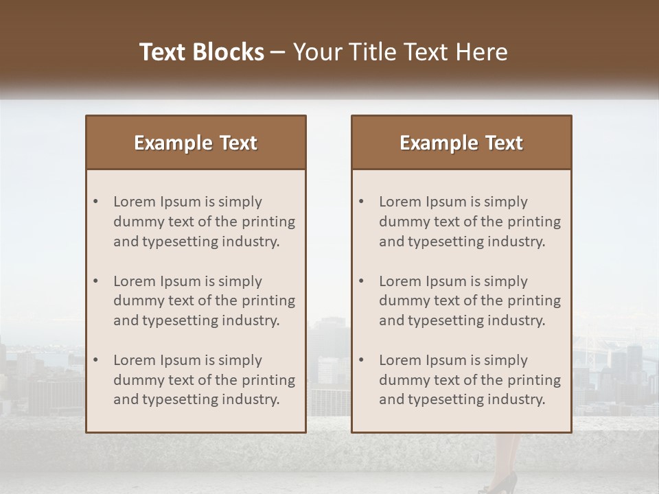 A Woman Standing On A Ledge In Front Of A City PowerPoint Template