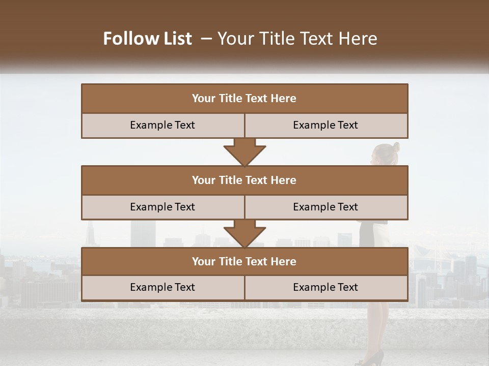 A Woman Standing On A Ledge In Front Of A City PowerPoint Template