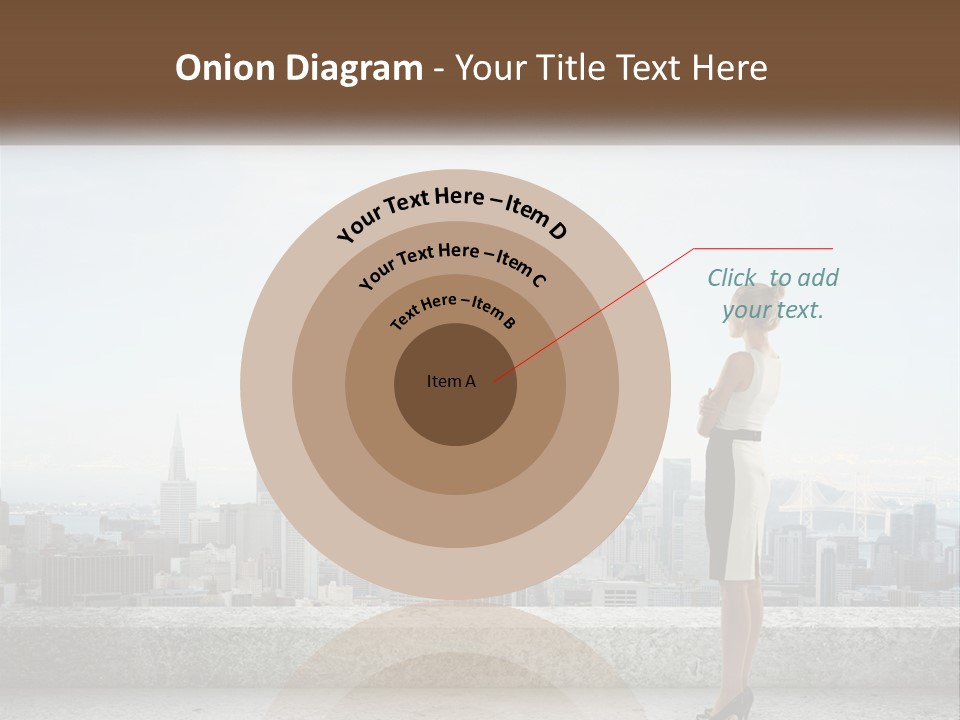 A Woman Standing On A Ledge In Front Of A City PowerPoint Template