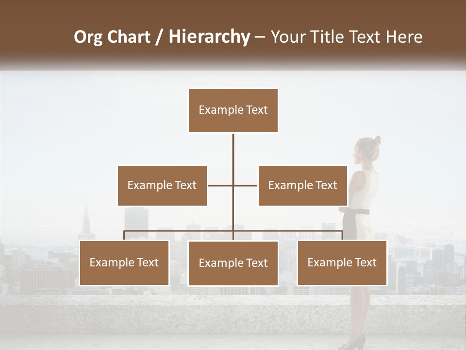 A Woman Standing On A Ledge In Front Of A City PowerPoint Template