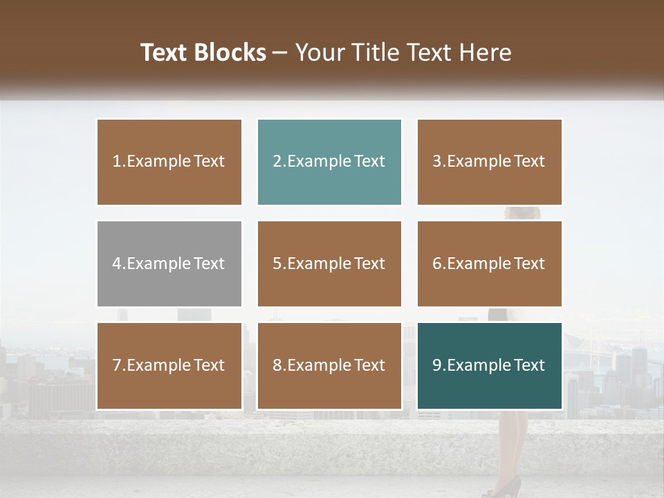 A Woman Standing On A Ledge In Front Of A City PowerPoint Template