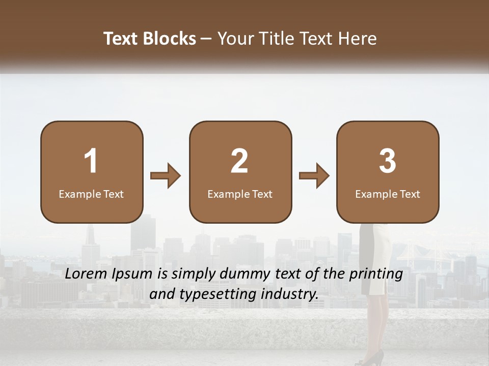 A Woman Standing On A Ledge In Front Of A City PowerPoint Template