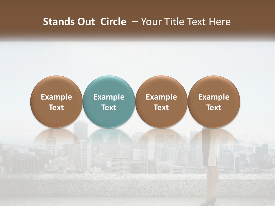 A Woman Standing On A Ledge In Front Of A City PowerPoint Template