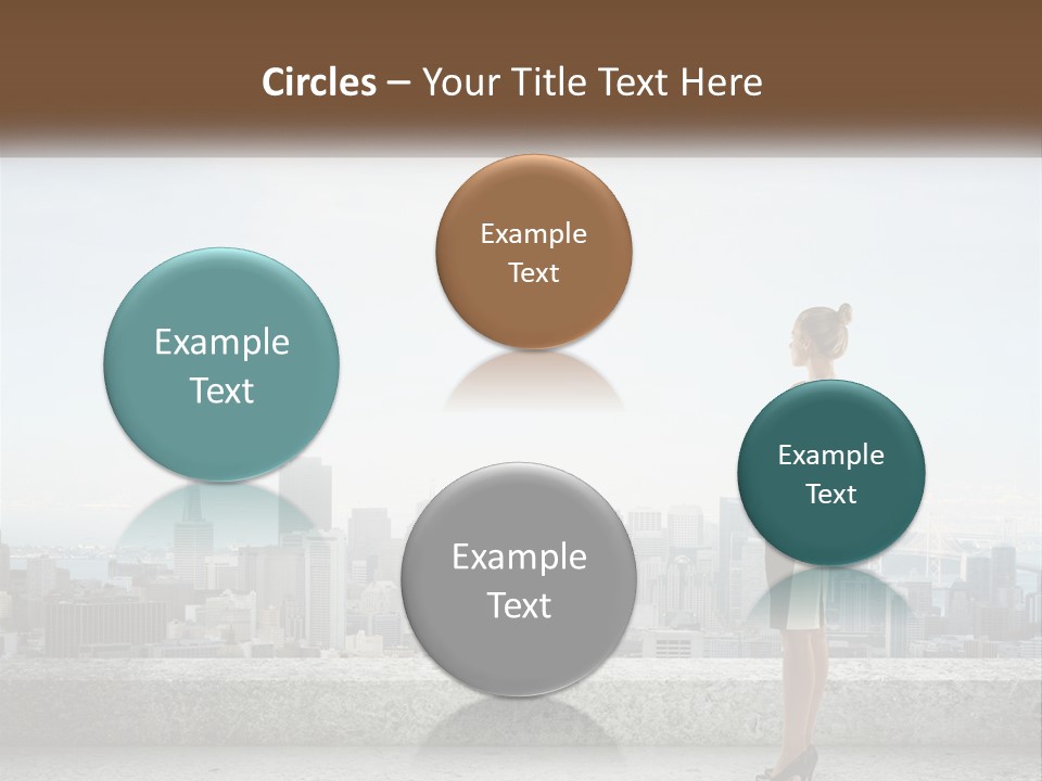 A Woman Standing On A Ledge In Front Of A City PowerPoint Template