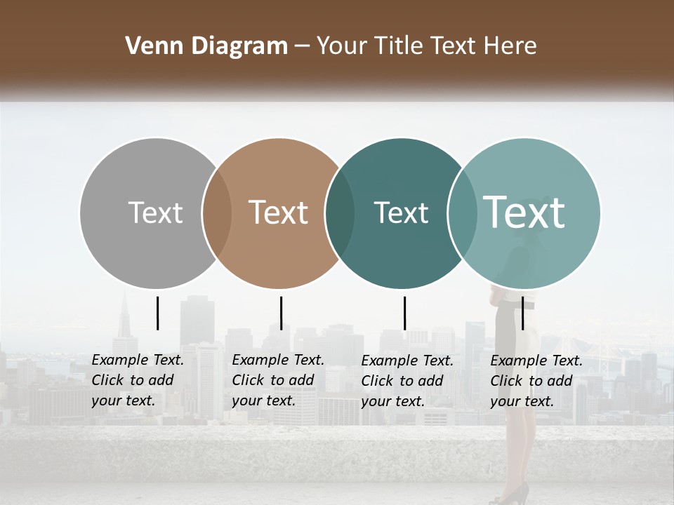 A Woman Standing On A Ledge In Front Of A City PowerPoint Template