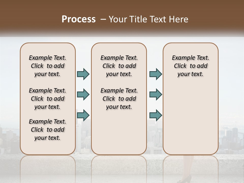 A Woman Standing On A Ledge In Front Of A City PowerPoint Template