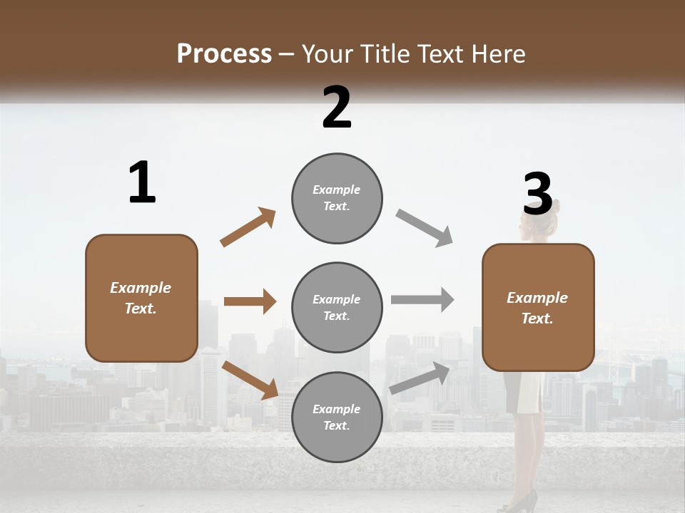 A Woman Standing On A Ledge In Front Of A City PowerPoint Template