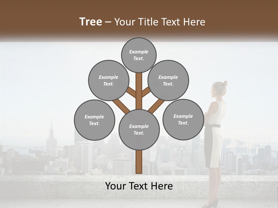 A Woman Standing On A Ledge In Front Of A City PowerPoint Template