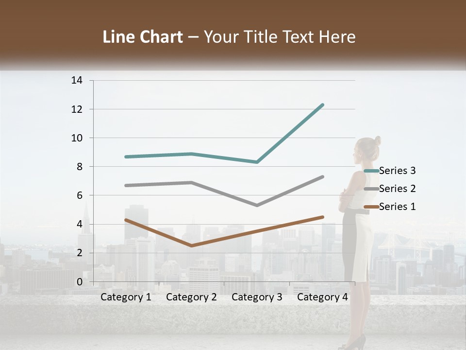 A Woman Standing On A Ledge In Front Of A City PowerPoint Template