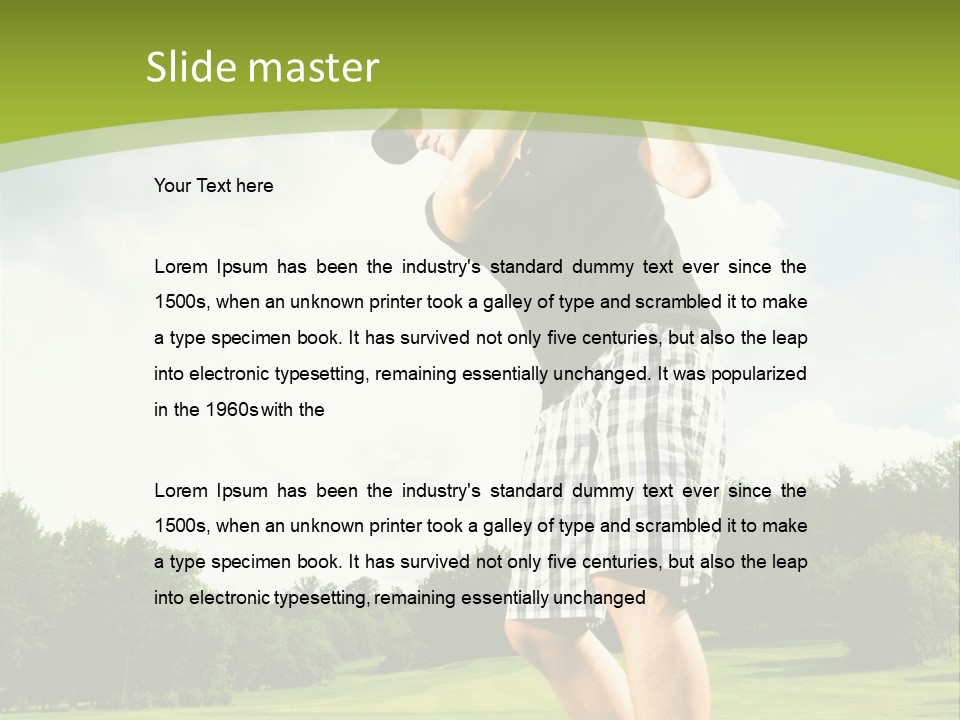 A Man Is Playing Golf On A Green Field PowerPoint Template