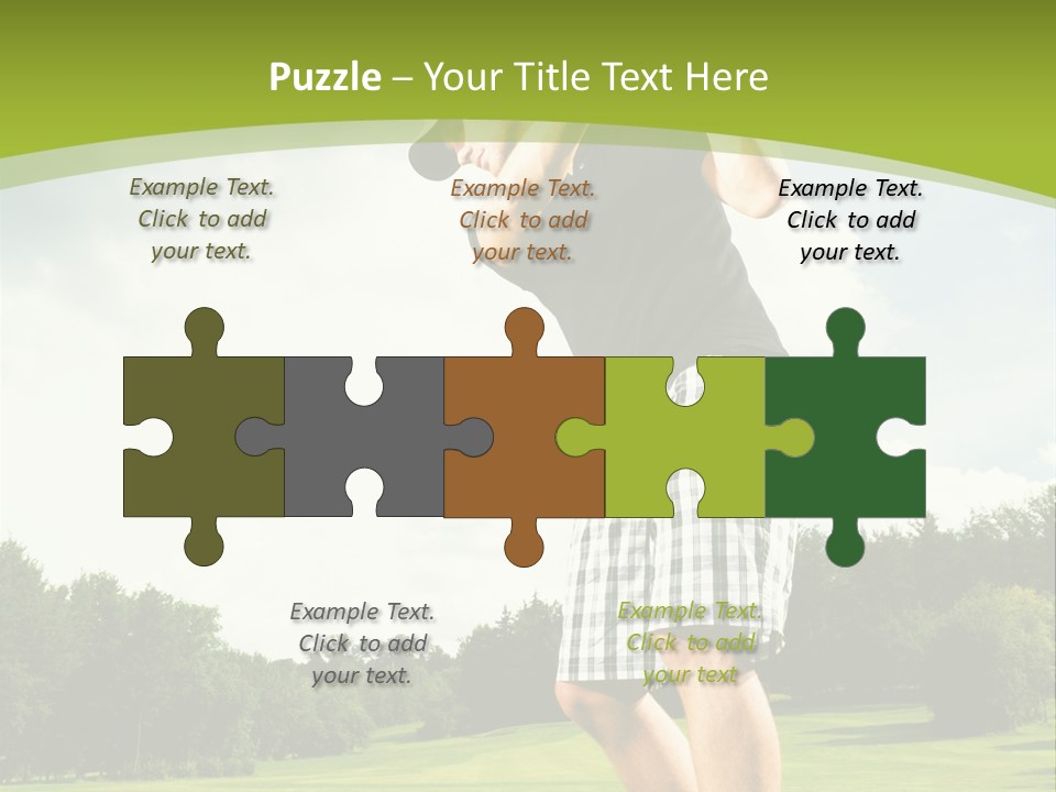 A Man Is Playing Golf On A Green Field PowerPoint Template