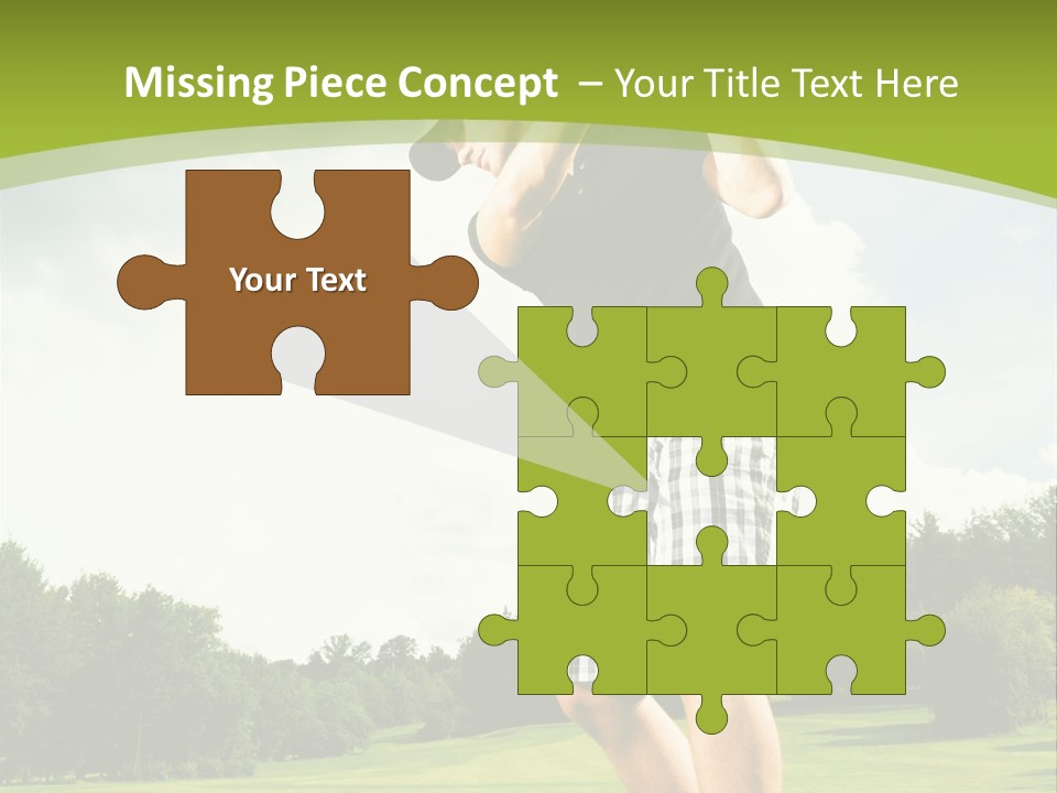A Man Is Playing Golf On A Green Field PowerPoint Template