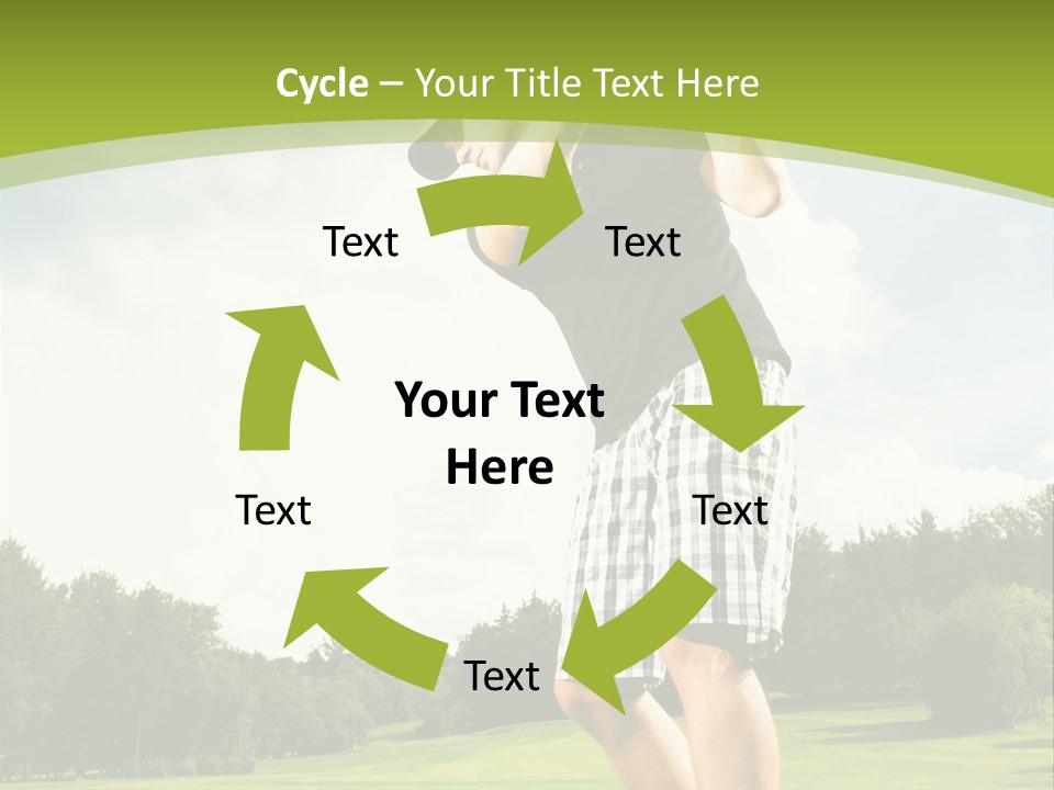 A Man Is Playing Golf On A Green Field PowerPoint Template